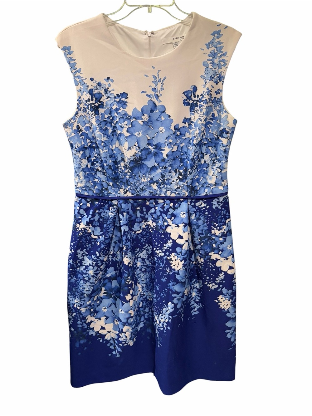Studio One New York Blue Floral Fit & Flare Dress Women’s Size 10 Sleeveless